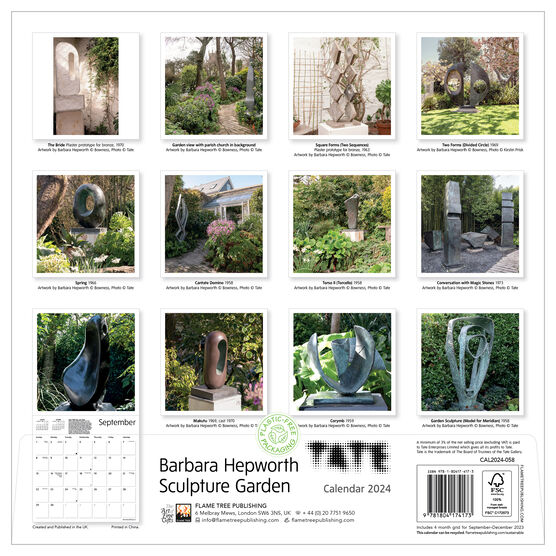 Barbara Hepworth Sculpture Garden 2024 Tate wall calendar Calendars